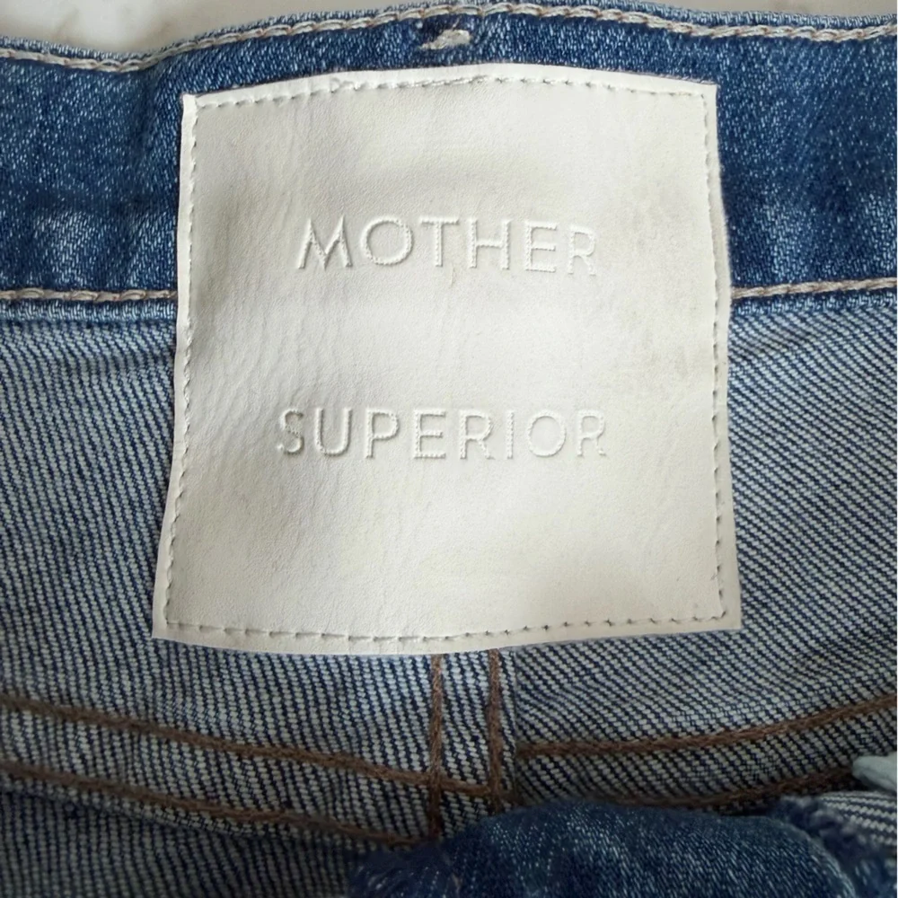 MOTHER High-Rise Straight Blue Jeans